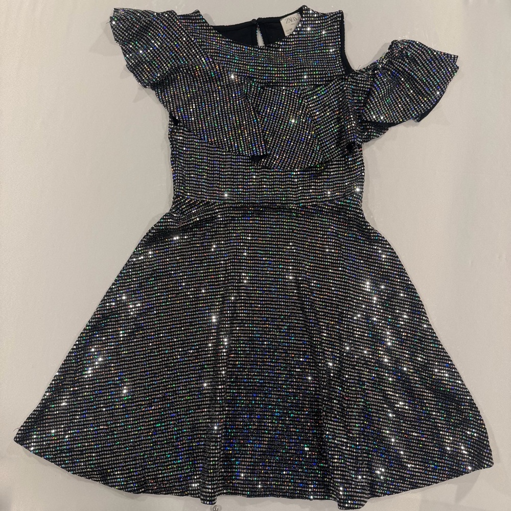 Zara Glittering Black Off-Shoulder Dress